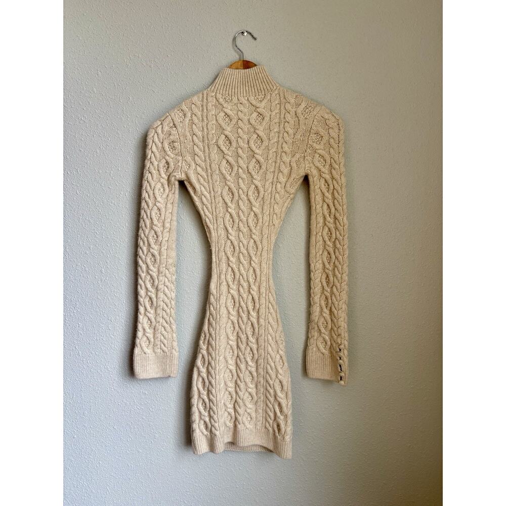Danielle Guizio Womens Beige Open Back Wool Mini Dress - Picture 3 of 9